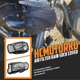 HCmotorku Air Filter Rain Sock Cover Dustproof Waterproof Fit For Harley FLHR FLHX Road King Street Glide Softail Sportster 1200 883 Dyna For Cone Air filter