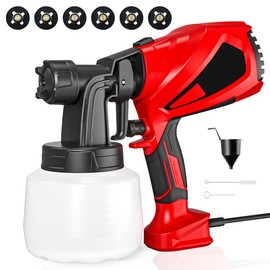 High-Efficiency 600W HVLP Spray Gun: 6 Nozzles and 3 Patterns for Quick and Easy Painting of Cabinets, Fences, and Doors!