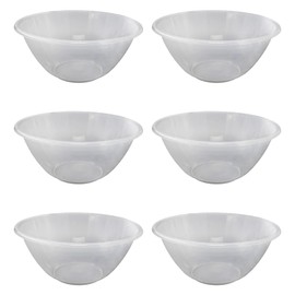 ANGIX 15cm - 6pk Clear Plastic Kitchen Mixing Bowl, Serving Bowl | Lightweight, Easy to Clean, Multipurpose Mixing Bowl for Fruit, Vegetable, Salad - White