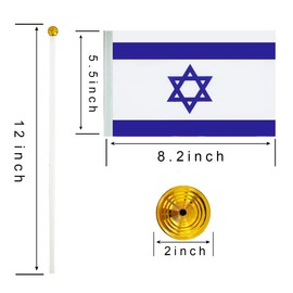 WXTWK 12 Pack Israel Flag israeli Desk Flag Small Mini israeli Table Flags With Stand Base,Home Office Festival Events Celebration Decorations