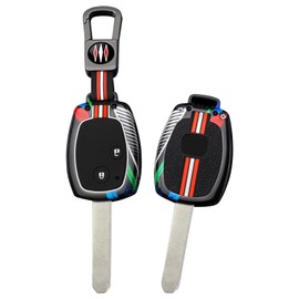 ontto luminous car key fob cover fit for Honda CR-V 2007-2013 Civic 2006-11 Accord 10-11 Odyssey Fit Ridgeline Insight key holder Metal Smart Shell case keyring keychain Accessories 2 buttons Black 1