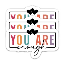 (3Pcs) You are Enough Retro Sticker, Mental Health, Inspired Sticker, Inspirational Motivational Gifts, Waterproof Vinyl Decal for Water Bottles, Laptops, Phones, Tumblers, Size 3 x 1.9 Inch