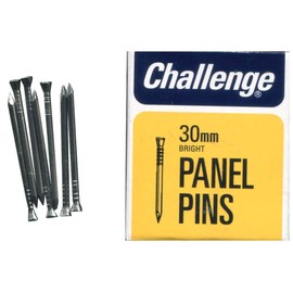 Panel Pins Bright, 30mm (40G), External Length 30mm, Nail Material Steel, Nail Type Panel Pin, Product Range Challenge - Bright Panel Pins, Fasteners & Hardware