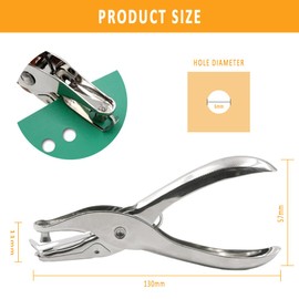 Handheld Paper Punches Metal DIY Drilling Binding Perforator Paper Punch Pliers Single Round Hole Puncheres for Craft Greeting Cards Scrapbook Notbook Stationery (1pcs,Hole Diameter 6mm)