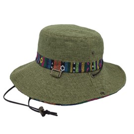 WITHMOONS Mens Wide Brim Boonie Bush Hat Aztec Pattern Outdoor Fishing Bucket Hat KR81416 (Green)