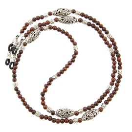 Damanse Beaded Glasses Chain,Eyeglass Sunglass Strap for Women Stylish,Fashion Natural Stone Eye Glasses Holders around Neck (Rosewood)