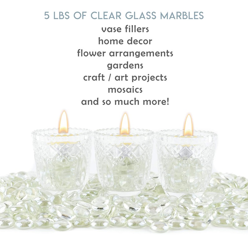 Galashield Flat Glass Marbles for Vases Clear Glass Gems Beads