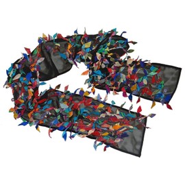 Handmade Silk Oblong Scarf with Recycled Brightly Colored Hand Knotted Silk Fabrics - LRW DESIGNS