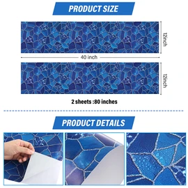 Nuanchu Self-Adhesive Vinyl Pool Liner Patch - Waterproof PVC Repair Sheet for Above Ground Pools, Bounce House, Inflatable Boat & Swimming Toys(Marble,12 x 80 Inch)