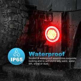 Partsam 4Pcs 4 Inch Round Led Trailer Tail Lights 24 LED Flange Mount Sealed Truck Trailer RV Led Stop Turn Tail Brake Backup Reverse Fog Light Lamps Waterproof 12V(2X Red + 2X White)