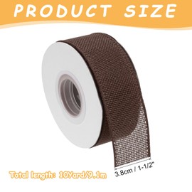 sourcing map Burlap Ribbon Fabric Wired Edge Ribbons Brown 1-1/2 Inch x 10 Yard Wired Ribbon for Gift Wrapping, Bow, Wreath, Christmas Tree, Flower Bouquet, with Roller