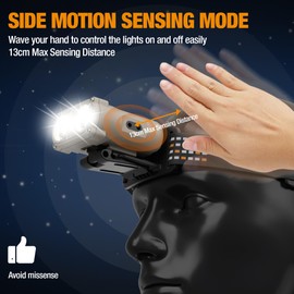 EverBrite Hat Lights Clip on Headlamp Rechargeable with Motion Sensor, 500 Lumens 3 Models LED Adjustable Head Lamp to Wear and Clip for Hard Hats, Outdoor Headlight with Red Light