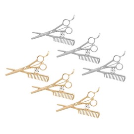 KESYOO 6pcs Men Scissor and Comb Brooch Pin Crystal Rhinestone Barber Tools Corsage Brooch Pin Hairdresser Hair Stylist Gifts
