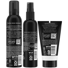 TRESemmé Extra Hold Hair Styling Bundle – Shaping Mousse, Layering Hairspray & Alcohol-Free Sculpting Gel, Professional-Quality Frizz Control