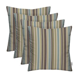 RSH DECOR: Sunbrella Square Throw Pillows Set of 4 | 20" x 20" | Water and Fade-Resistant Performance Fabric | Outdoor Decorative Accent Pillows for Patio Furniture | Brannon Whisper