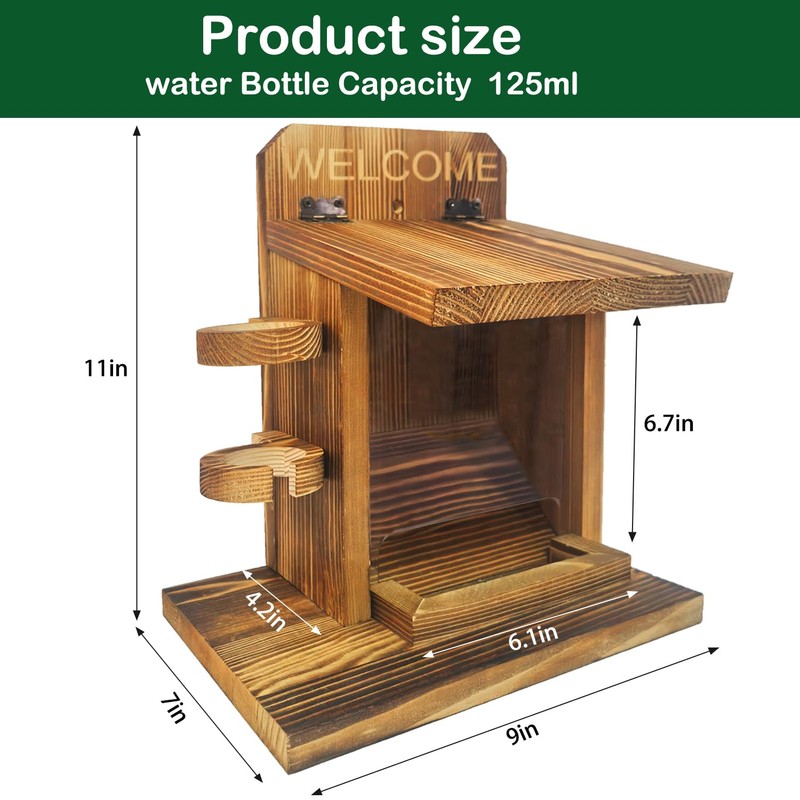 LSCQYYCC-Squirrel Feeder, Squirrel Picnic Table Feeder with Water Feeder, Wooden
