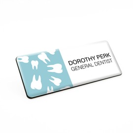 Badgemaster Large Dentist Orthodontist Practice Surgery Name Badge 76 x 38 White/Black Material