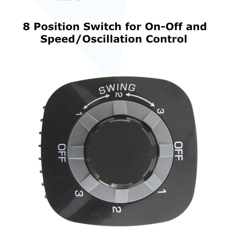 Optimus F-7348BK-F F-7348 3-Speed 50-Watt 14-in. Portable Ultra-Slim Desktop Oscillating