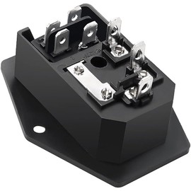 IEC Built-in Socket C14, with Black Switch and Fuse, 3-Pin 220-250V/10A Audio IEC Socket Installation Coupling Plug Socket, 3-in-1 Inlet Module Plug with Switch