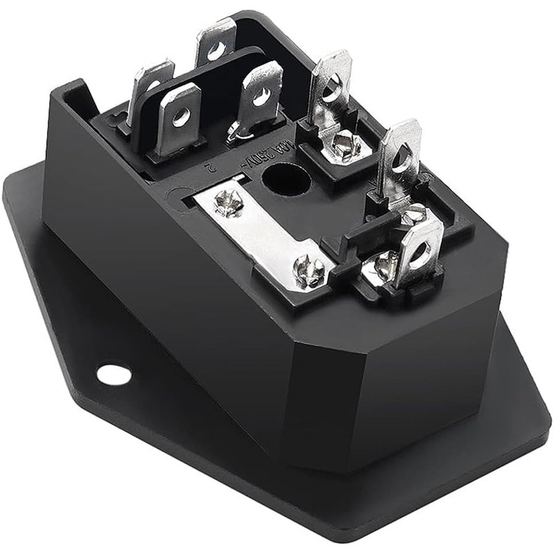 IEC Built-in Socket C14, with Black Switch and Fuse, 3-Pin