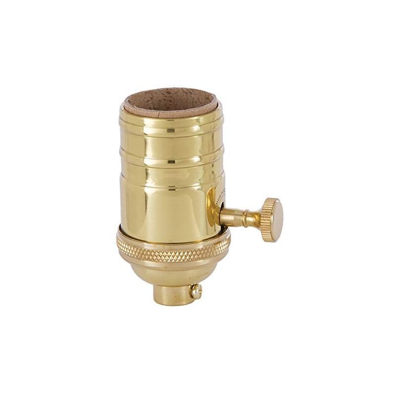 B&P Lamp® Heavy Turned Brass Socket with Brass Knob, Polished