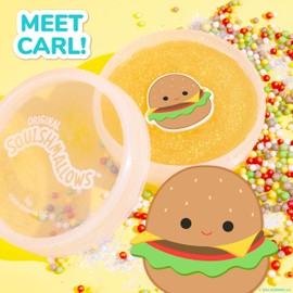 Original Squishmallows Glitter Carl The Burger Charm, Vanilla-Scented Slime, 3 Slime Add-Ins, Pre-Made Sludge Toy for Kids, Great 6 Year Old Toys