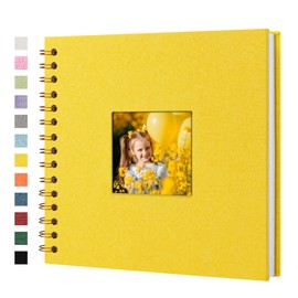 Yopih Photo Book Scrapbook with Linen Cover, 20 x 20 cm Hard Cover with White Kraft Paper Pages, for Travel, Wedding, Guest Book, Christmas, Baby Shower (20 Sheets/40 Pages)