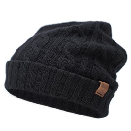 Borges & Scott The Lux - 100% Cashmere - Reversible Double Layer Hat - Extra Thick, Midnight