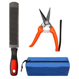 8 inch Farrier Tool Kit, Coldairsoap 3PCS Goat Hoof Trimmers with 1PCS Metal Shears, 1PCS Double-Side Long Handle Rasp, 1PCS Blue Storage Bag, Hoof Rasp File for Goat Sheep, Alpaca, Lamb, Pig