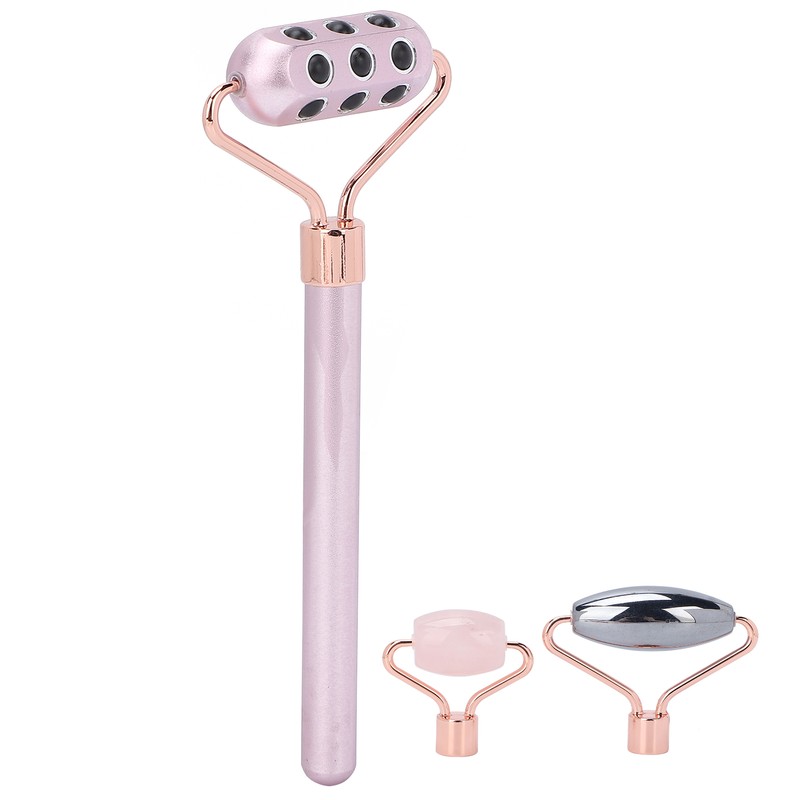 3 in 1 Rose Quartz Face Roller Massager Germanium Facial