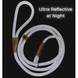 Wooflinen Ultra Reflective Premium Dog Slip Leash Made from Mountain Climbing Rope - Great for Training and The Strongest Pullers 6 Foot (Pink Marshmallow)