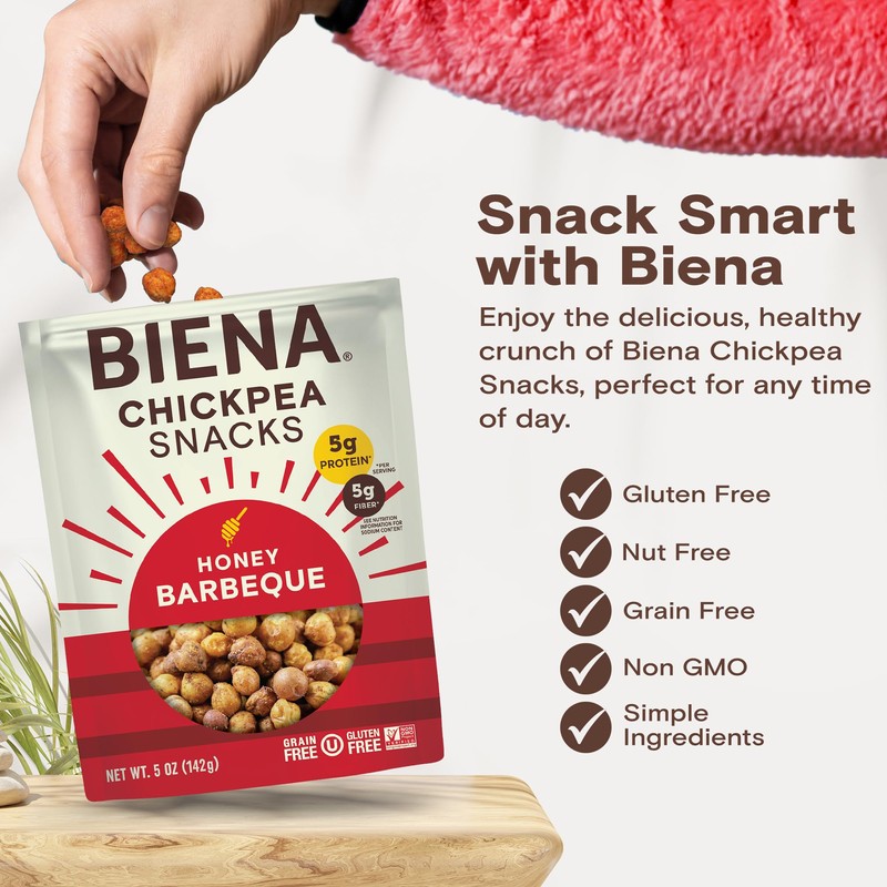 BIENA Chickpea Snacks - Crunchy Roasted Chickpeas - High Fiber