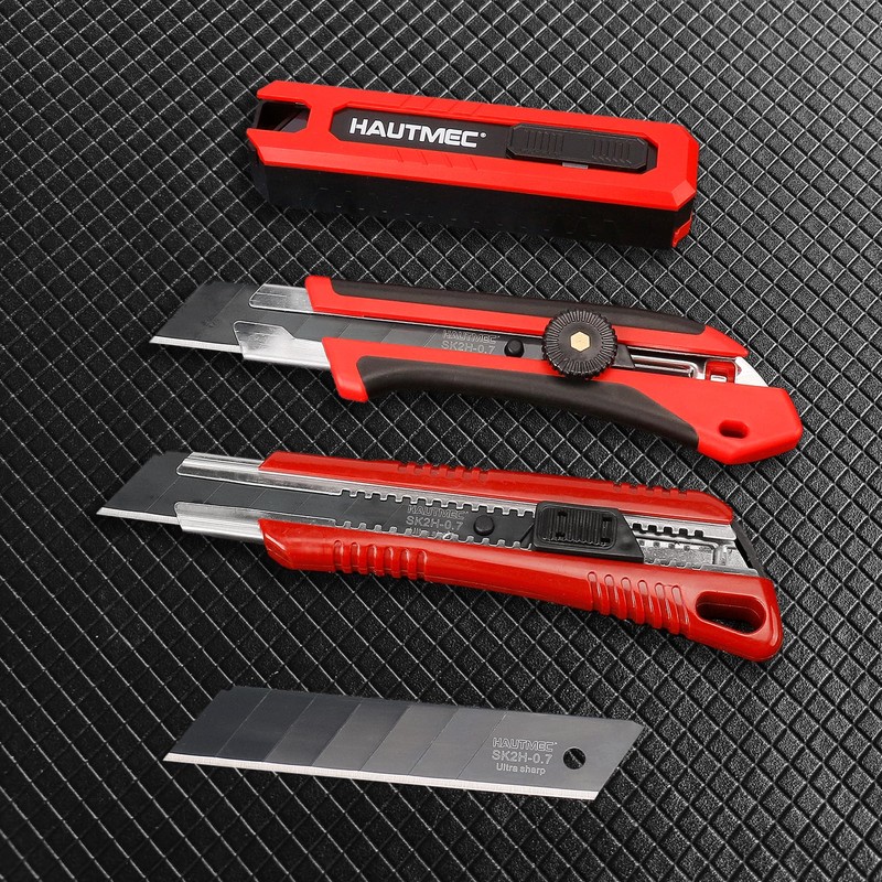 HAUTMEC 10PC 25mm Heavy Duty Utility Knife Blades, SK2H Steel