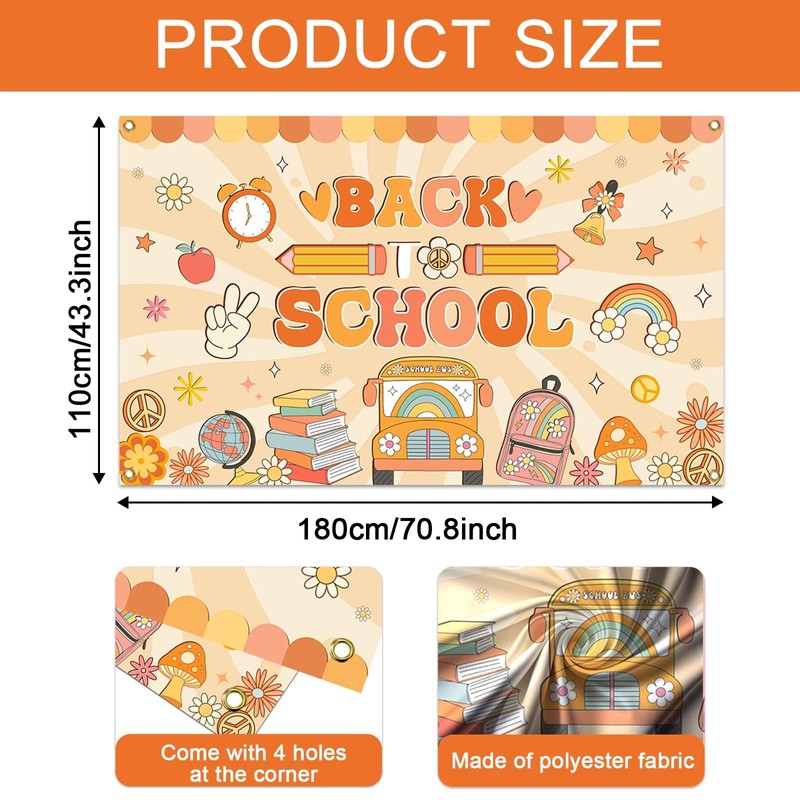 Mocsicka Groovy Back to School Backdrop First Day of School