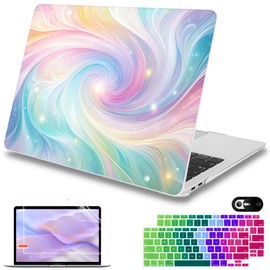 Mektron Case for MacBook Air 13 inch M1 A2337 A2179 A1932,Hard Cover 2018-2021 Air 13-inch with Touch ID, Exclusively Designed Protective Shell with Keyboard Skin+Screen Protector, Colors Swirls