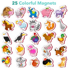 Little World Large Set of 25 Foam Fridge Magnets for Toddlers 1-3 - Refrigerator Magnets for Kids – Baby Magnet for Refrigerator 1 Year Old - Farm Magnetic Animals - Animal Magnets for Toddlers 1-3