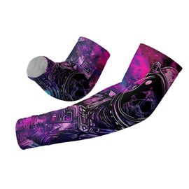 yicomon Cooling Arm Cover For Men & Women - Astronaut Skull Purple Uv Sun Protection Arm Sleeves For Driving Golfing Fishing Cycling Hiking