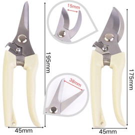 Garden Shears Set, Harvesting Shears, 195 mm Picking Shears, 175 mm Bypass Lopper, Sharp Stainless Steel Blades for Pruning Branches, Picking Flowers and Fruits, Rose Scissors, Flower Scissors