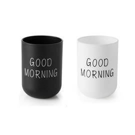 RabyLeo Simple Washing Cup for Home Bathroom Brush Teeth Gargle Print Frosted Texture Water Cup Home Use (Black and White)