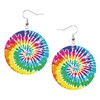 Faux Leather Earrings Tie Dye Round Dangle Earrings Jewelry For