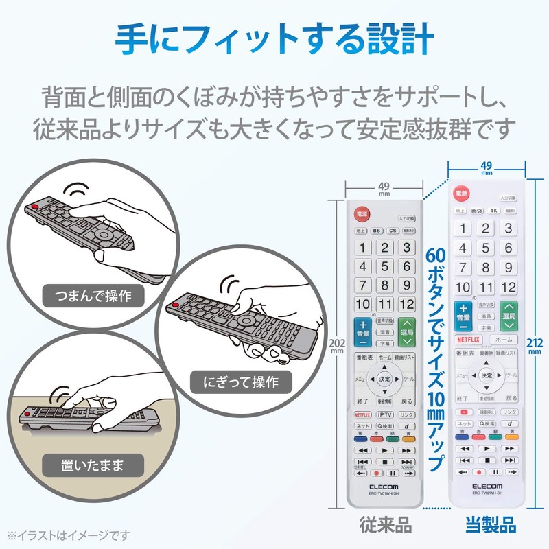 Elecom ERC-TV02WH-SH SHARP TV Remote Control for Aquos [Easy Remote