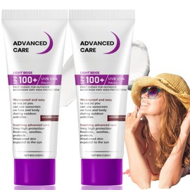 2Pcs Sunscreen SPF 100+,UVB/UVA High Protection S/PF 100 Face Moisturiser,SP/F M/oisturiser F/ace Women,Factor 100 High Protection Sun Ess/ence,SPF Face Moisturiser,Lightweight and Non-Greasy Formula