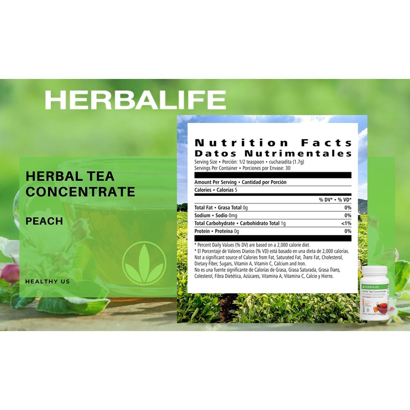 Herbalife Herbal Tea Concentrate: Peach 1.8 Oz. (51g) Gluten Free,