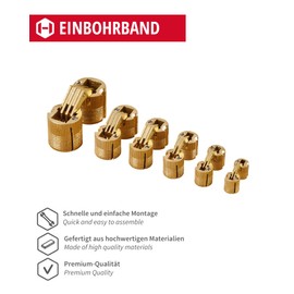 Gedotec ZYSA Concealed Drilling Hinge | 1 Piece Furniture Hinge Made of Brass | Drilling Tape for Wood Thickness 22-28 mm | Round Cabinet Hinge for Drilling Diameter: 16 mm | Opening Angle 180°