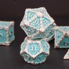 KERWELLSI Metal DND Dice Set with Gift Box, Blue Dungeons