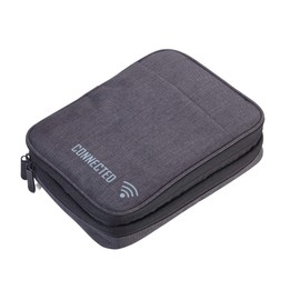 TROIKA Connected – CBO30/DG – Organiser Pocket + 2 Zipper compartments – Cable Organiser, Universal Bag– 2 Interior compartments, mesh Pockets + Elastic Loops (Every Day Carry) – TROIKA-Original