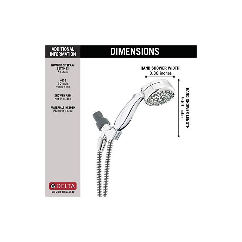 DELTA FAUCET 75701C 7-Setting Hand Shower, Chrome