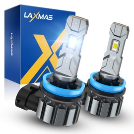 Laxmas H11/H8/H9 Fog Bulb, 28,000LM Brightness 6500K Cool White, Wider Driving Vision, Fanless Design, Plug and Play, 2 Pack