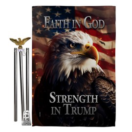 Ornament Collection Faith in God Trump Flag Eagle Pole Kit Patio Home Tapestry Wall Mount Rally Election 2024 President 47 MAGA Garden Sign Patriotic Outdoor Decorations, Republican Gift Made in USA