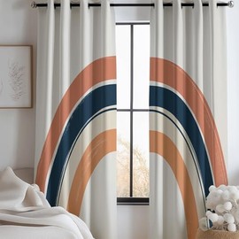 Cortinas opacas minimalistas de estilo bohemio para recámara, 48 pulgadas de largo, 2 paneles de cortinas crema para sala de estar, con ojales, aislamiento térmico, oscurecimiento de habitación